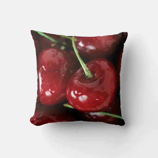 Beautiful Fresh Cherries Ready to Eat Throw Pillow (Front)