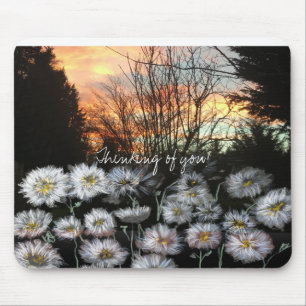 Beautiful, Fresh Daisies Against A Winter's Sunset Mouse Pad