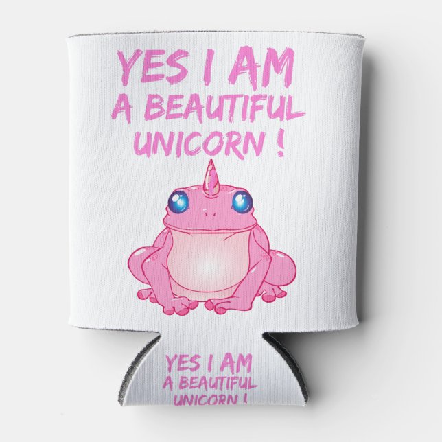 BEAUTIFUL FROG PINK UNICORN CAN COOLER (Front)