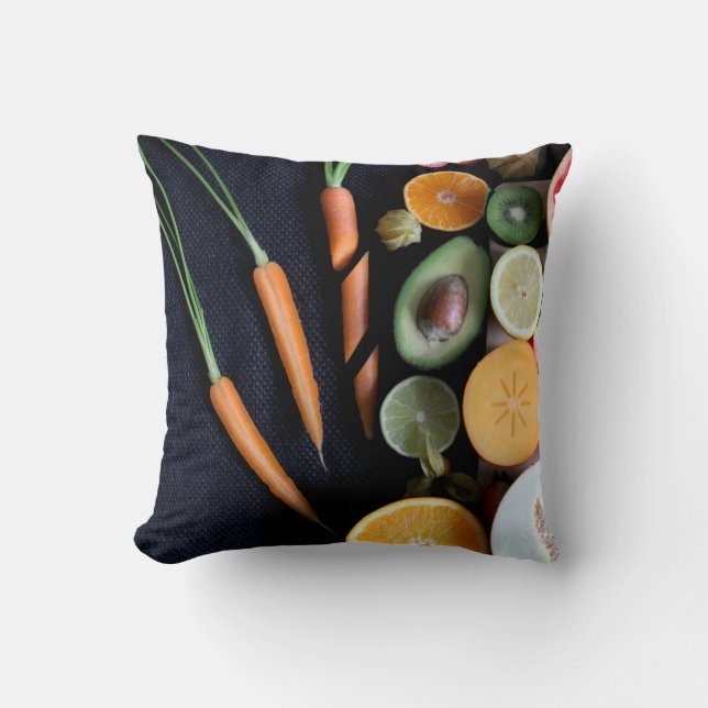 Beautiful Fruits And Vegetables Throw Pillow (Front)