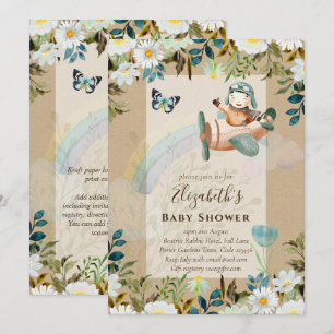 Beautiful Fun Pilot Baby Boys Shower Invitations