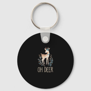Beautiful Funny Deer Oh Deer Modern Design Keychain