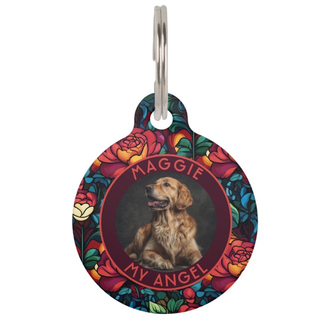 Beautiful Fur Dad Gift Rose Pet Tag (Front)