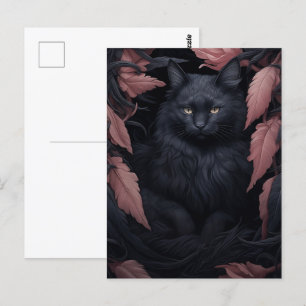 Beautiful Furry Black Cat  Postcard