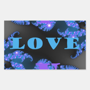 Beautiful Galactic Blue Love Text Pattern Design, Sticker