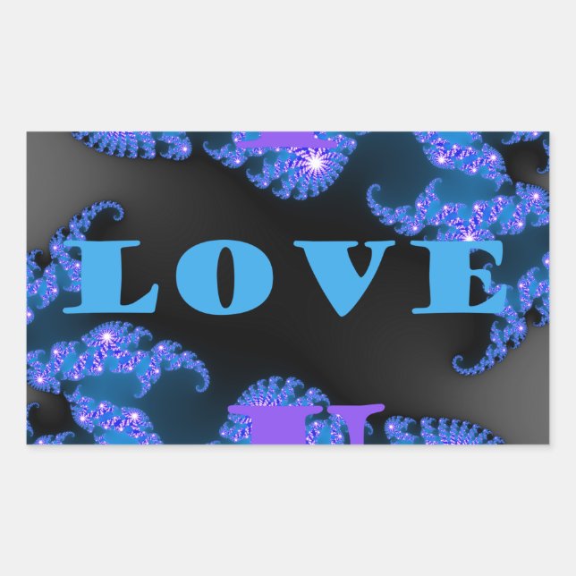 Beautiful Galactic Blue Love Text Pattern Design, Sticker (Front)