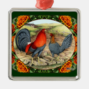 Beautiful Game Fowl Metal Ornament
