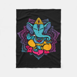 Beautiful Ganesha In Yoga Lotus Meditation Mandala Fleece Blanket