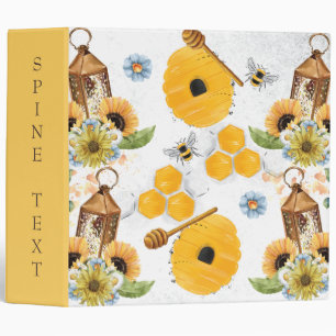 Beautiful Garden Bee Sunflower Pattern Binder