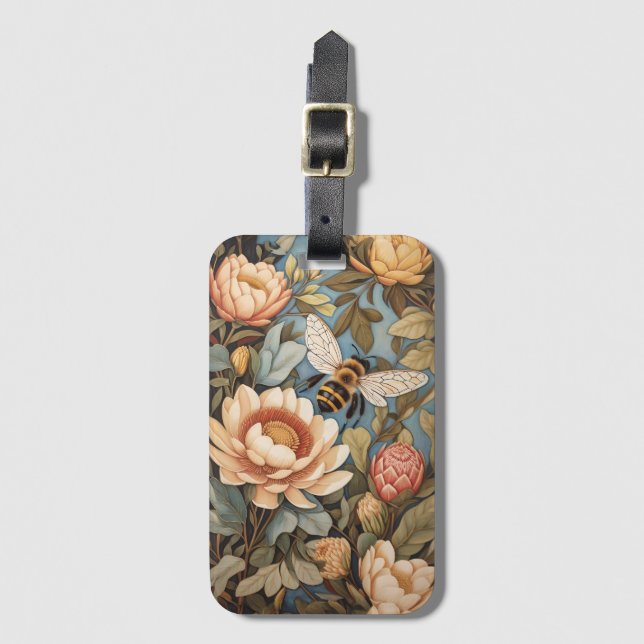 Beautiful Garden Bee With Protea Flowers Luggage Tag (Front Vertical)