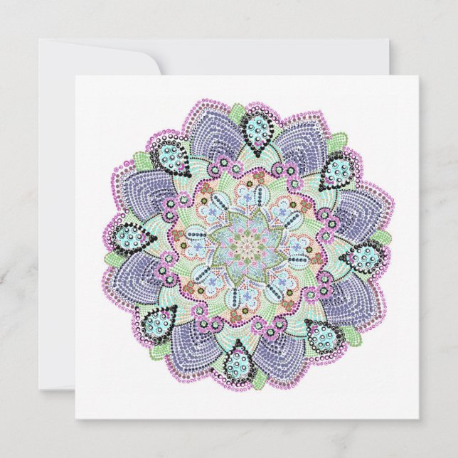 Beautiful Garden Doily Mandala Art Holiday Card (Front)