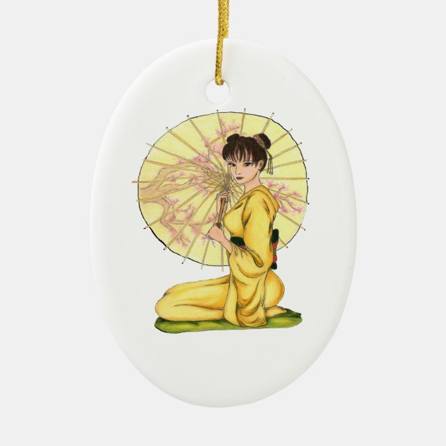 BEAUTIFUL GEISHA CEREMONY CERAMIC ORNAMENT (Front)