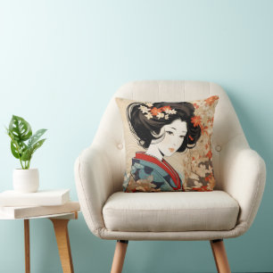 Beautiful Geisha Japanese Culture Throw Pillow