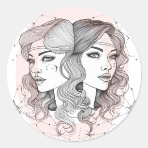 beautiful   Gemini style  Classic Round Sticker