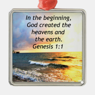BEAUTIFUL GENESIS 1:1 BIBLE QUOTE DESIGN METAL ORNAMENT