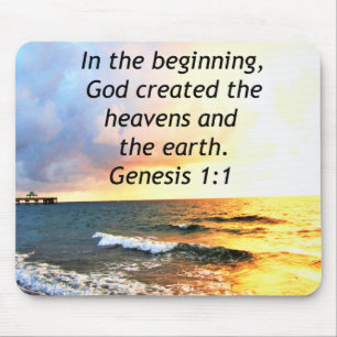 BEAUTIFUL GENESIS 1:1 BIBLE QUOTE DESIGN MOUSE PAD