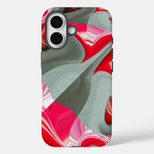 Beautiful Geometric Red Ash Grey Customize Product iPhone 16 Case