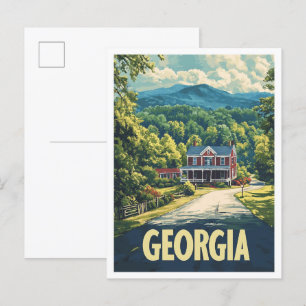 Beautiful Georgia USA Vintage Illustration Travel Postcard