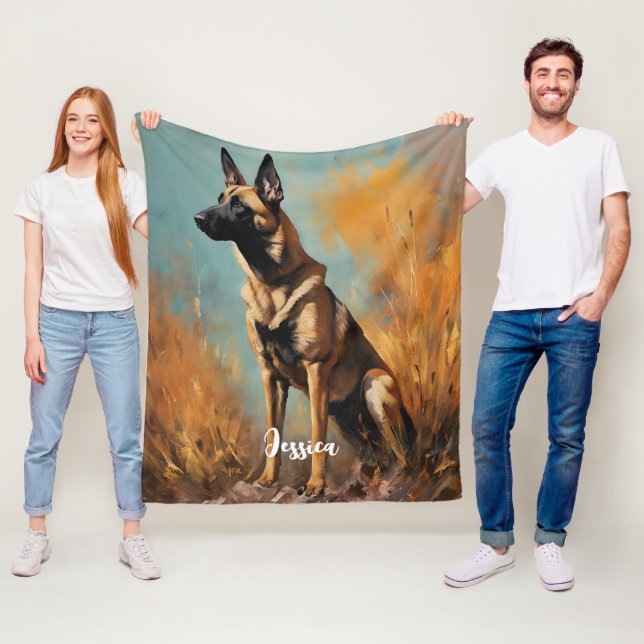 Beautiful German Malinois Fleece Blanket (In Situ)
