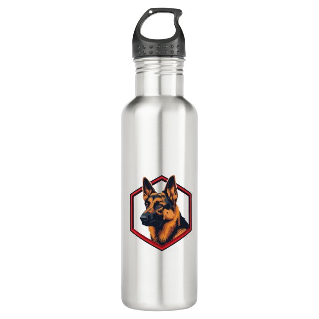 Beautiful German Shepard In A Six Sided Frame 710 Ml Water Bottle (Front)