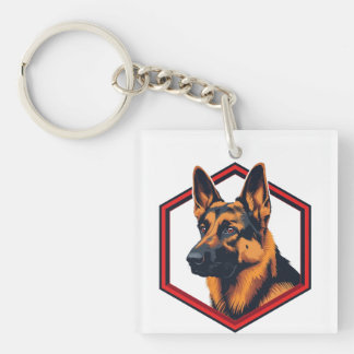 Beautiful German Shepard In A Six Sided Frame Keychain