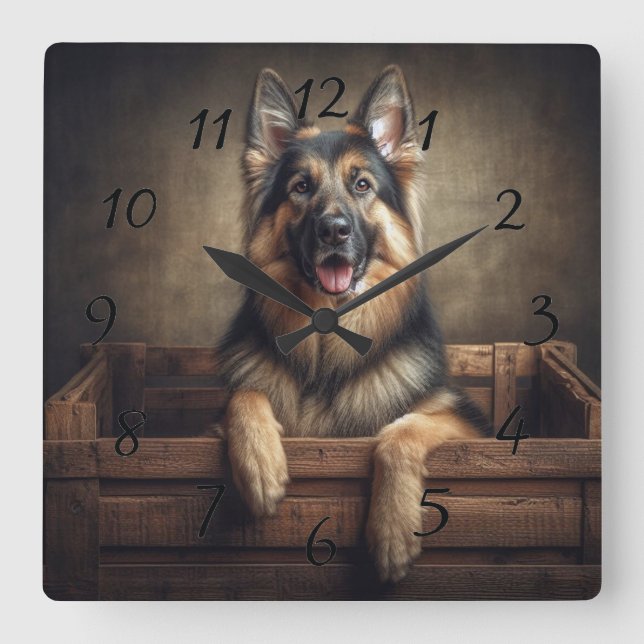 Beautiful German Shepard  Square Wall Clock (Front)