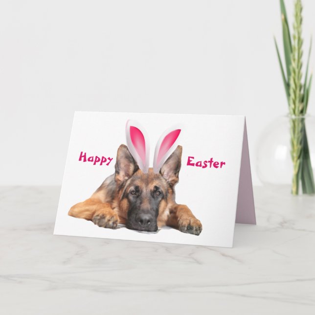 Beautiful German Shepherd Bunny Ears Happy Easter  Card (Front)