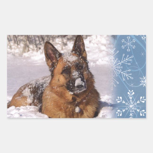 Beautiful  German Shepherd Dog in snow Sticker (Front)