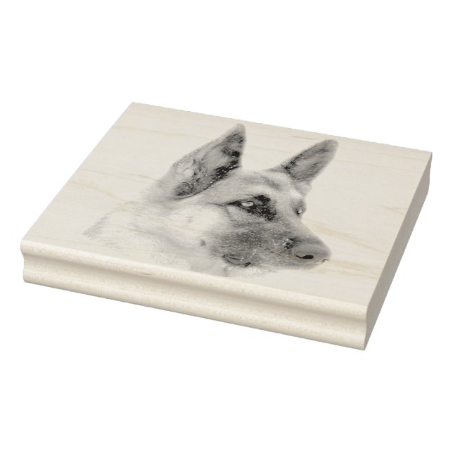 Beautiful German Shepherd Dog Portrait Rubber Stamp (Stamp)