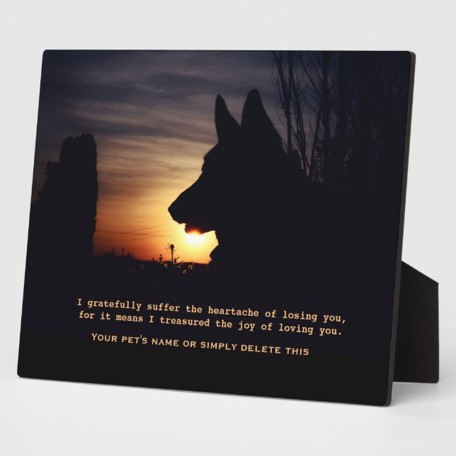Beautiful German Shepherd Pet Memorial Plaque (Side)