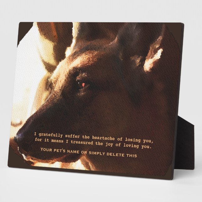 Beautiful German Shepherd Pet Memorial Plaque (Side)