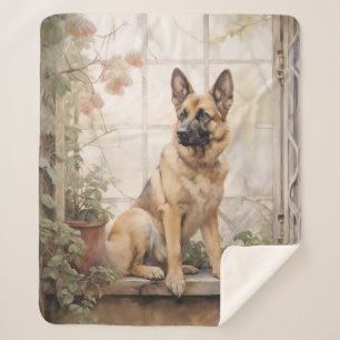 Beautiful German Shepherd Sherpa Blanket