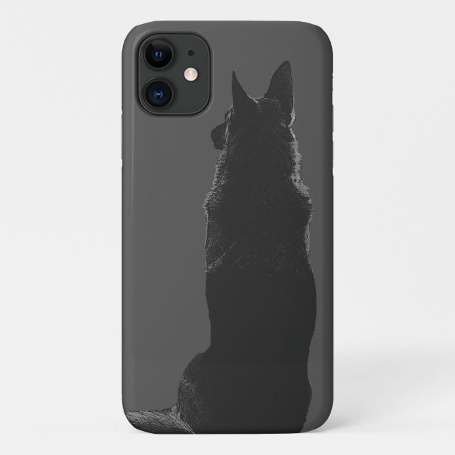 Beautiful German Shepherd Silhouette Black & White Case-Mate iPhone Case (Back)