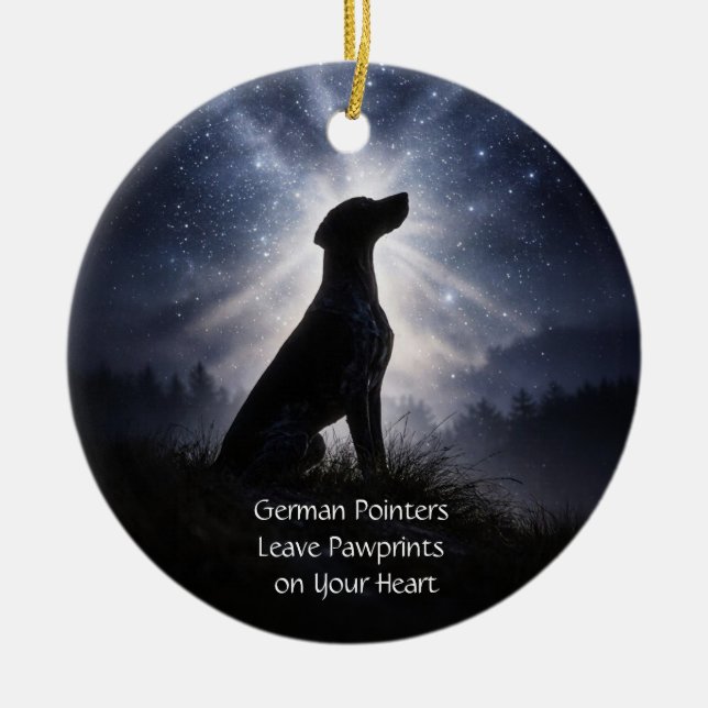 Beautiful German Shorthair Pointer Starry Sky Ceramic Ornament (Front)