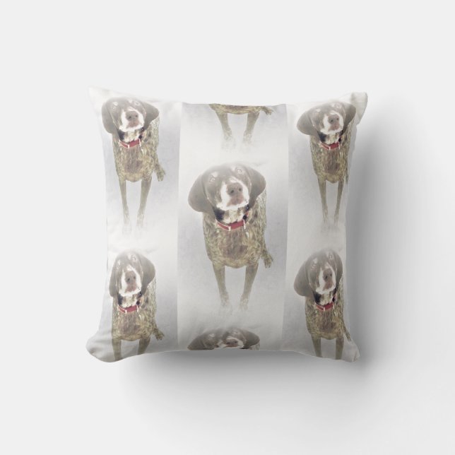 Beautiful German Shorthaired Pointer Winter Throw Pillow (Front)