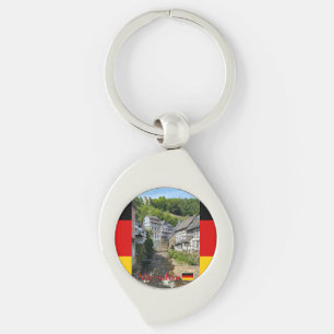 Beautiful German village Monschau in summer travel Keychain