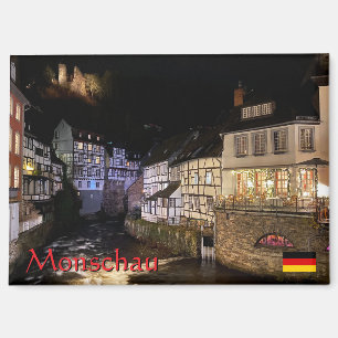 Beautiful German village Monschau in winter travel Magnet