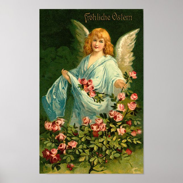 Beautiful German Vintage Easter Angel Poster (Front)
