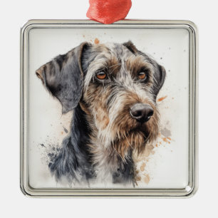 BEAUTIFUL GERMAN WIREHAIRED POINTER DOG METAL ORNAMENT