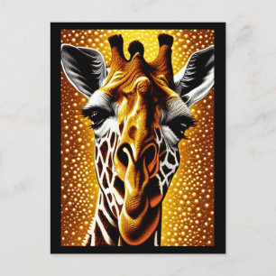 Beautiful Giraffe on a Glitter Gold Background Holiday Postcard