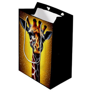 Beautiful Giraffe with a Gold Glitter  Medium Gift Bag