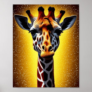 Beautiful Giraffe with a Gold Glitter   Poster