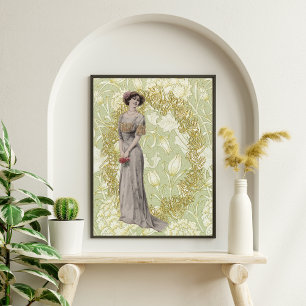 Beautiful Girl and Flowers Decoupage Tissue Paper