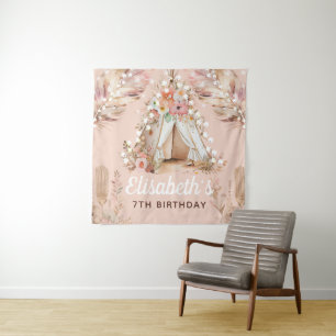 Beautiful Girl Birthday Bohemian Personalized Tapestry