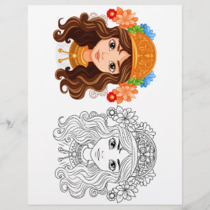 Beautiful girl colouring page 