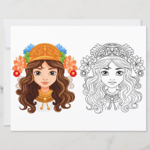 Beautiful girl colouring page 