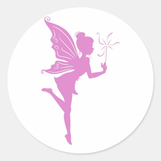 Beautiful girl fairy silhouette classic round sticker (Front)