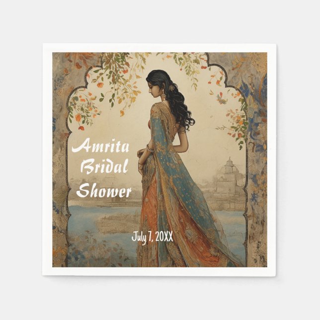 Beautiful Girl in Sari Personalized Napkin (Front)