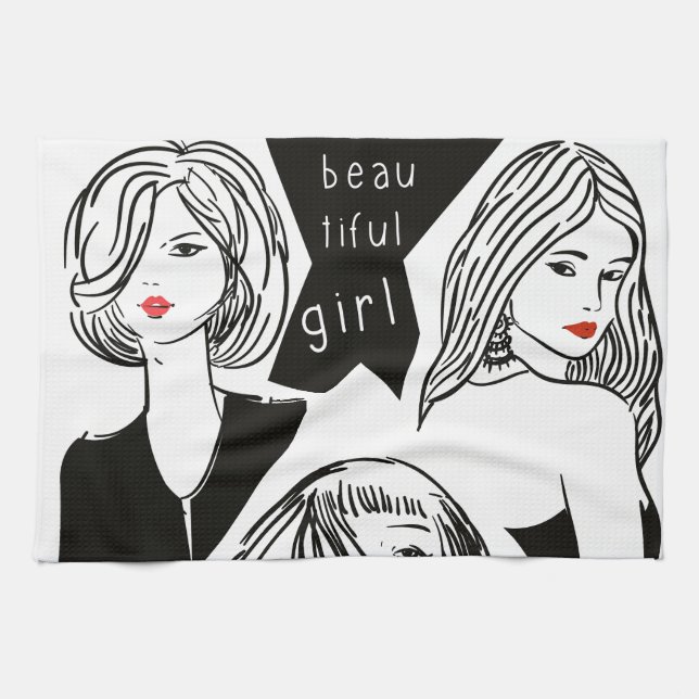beautiful girl kitchen towel (Horizontal)