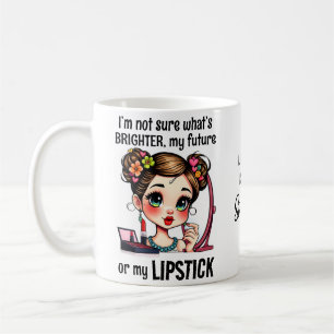 Beautiful Girl Lipstick Make-up Colourful Flower Coffee Mug
